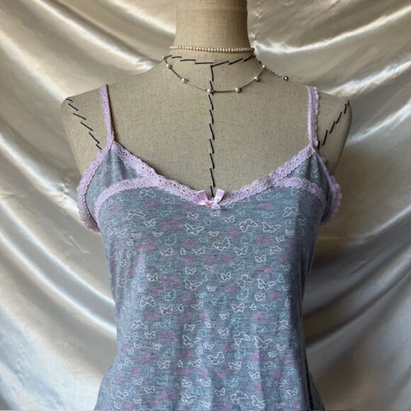 Rene Rafe Pink and gray Lace Coquette Butterfly top - Picture 2 of 7